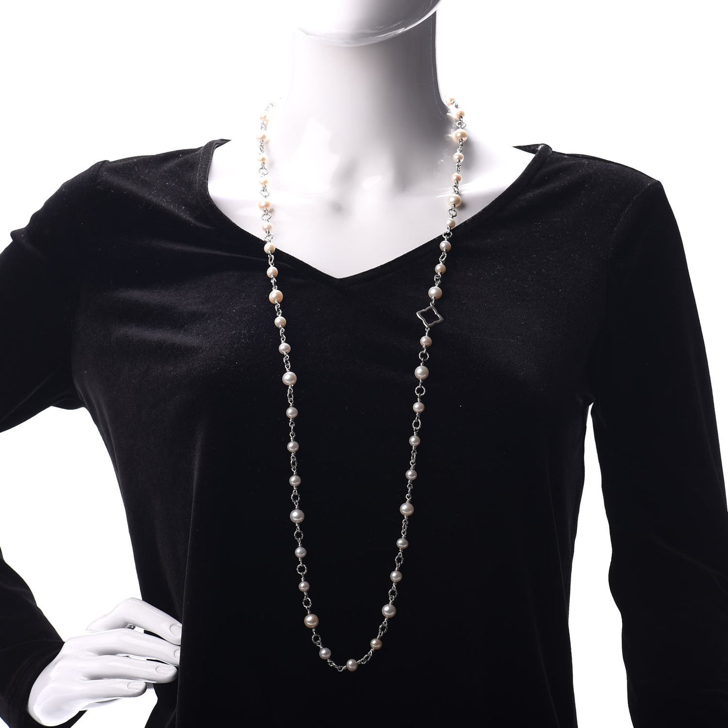 Sterling Silver Pearl Bijoux Chain Necklace 40"