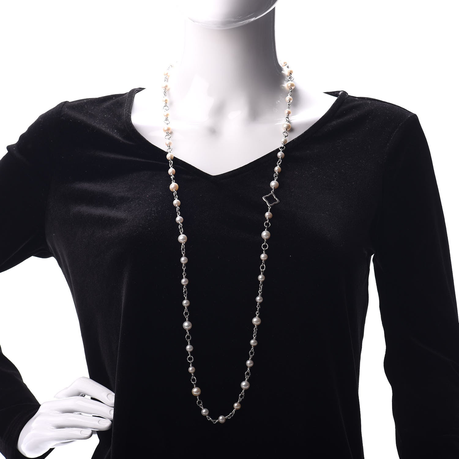 David Yurman Sterling Silver Pearl Bijoux Chain Necklace 40" 2 of 4