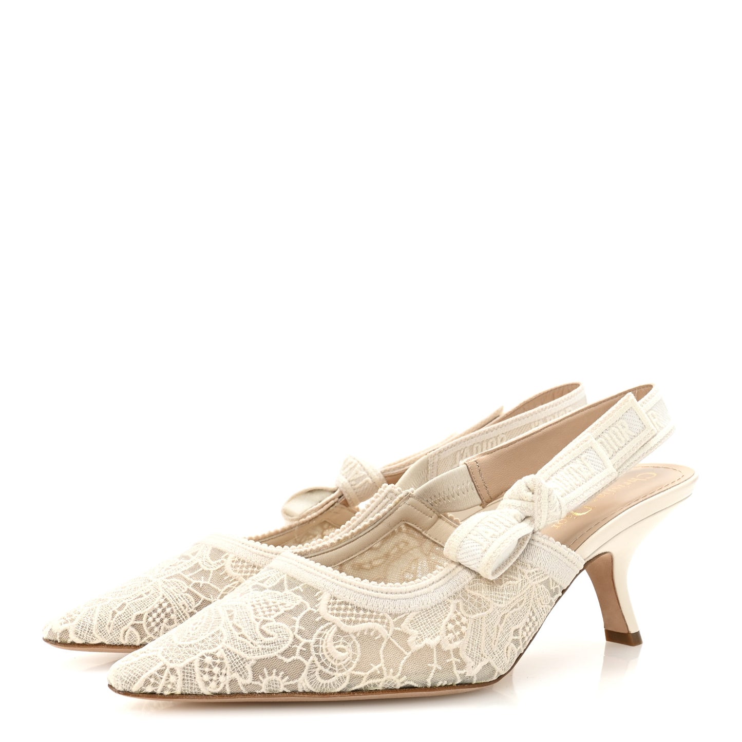 Lace Embroidered J'adior Slingback 65mm Pumps 39.5 White