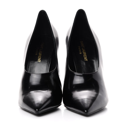 Saint Laurent Patent Calfskin Teddy High Vamp 105 Pumps 38.5 Black 2 of 11