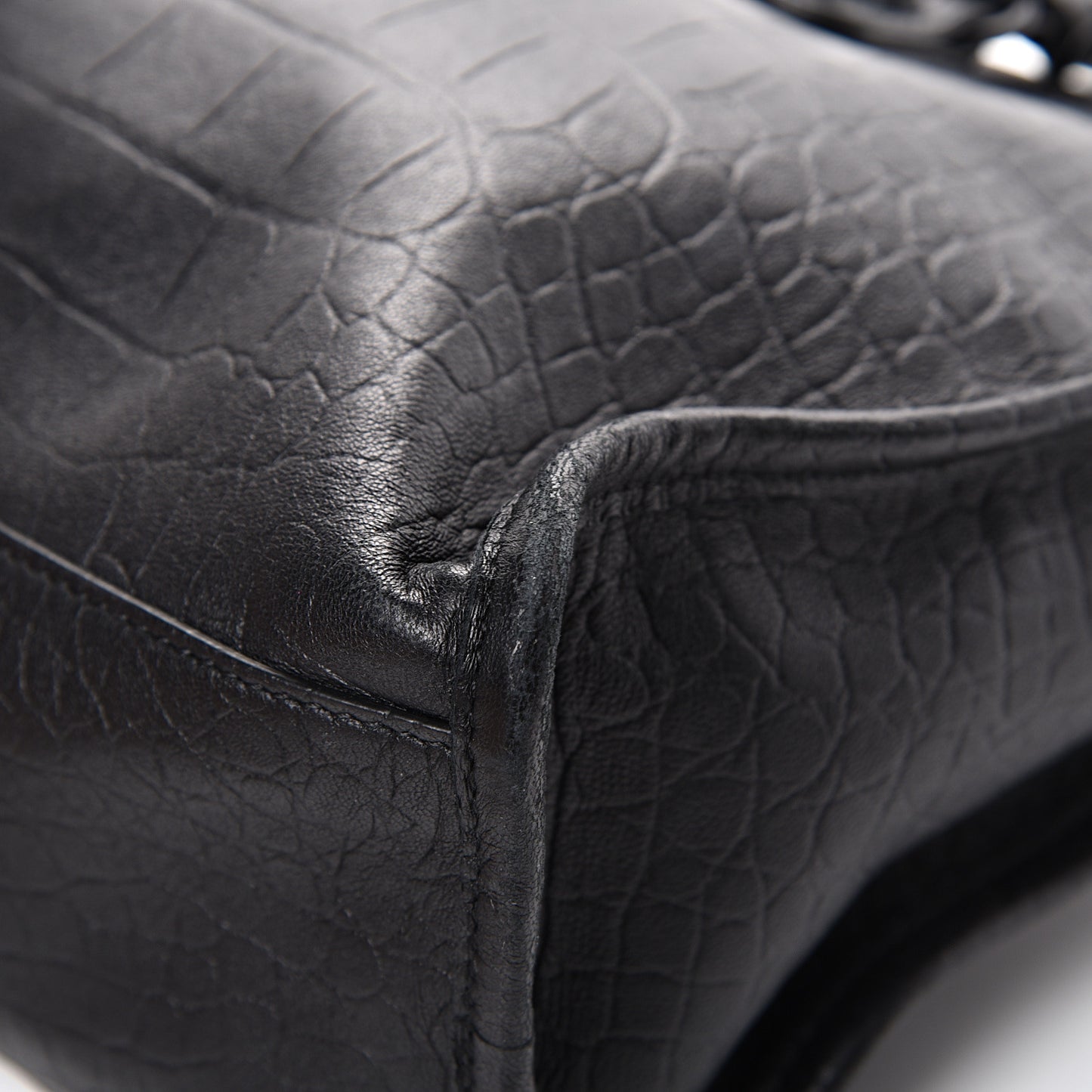 Matte Supple Lambskin Crocodile Embossed Classic Black Hardware S City Black