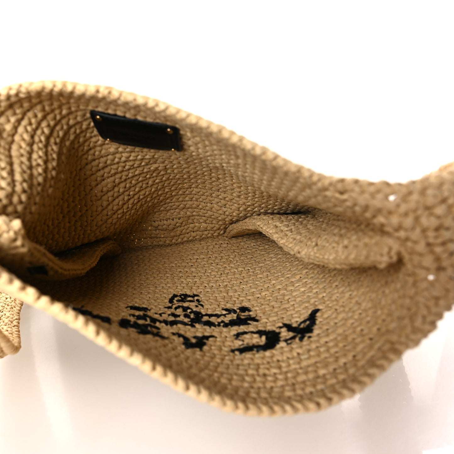 Yarn Raffia Effect Crochet Embroidered Logo Tote Messenger Bag Naturale