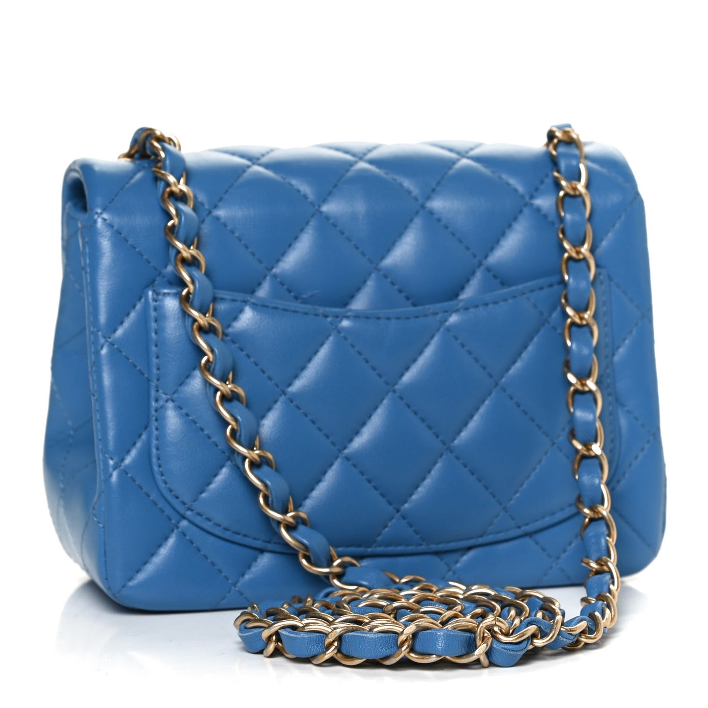 Lambskin Quilted Mini Square Flap Blue