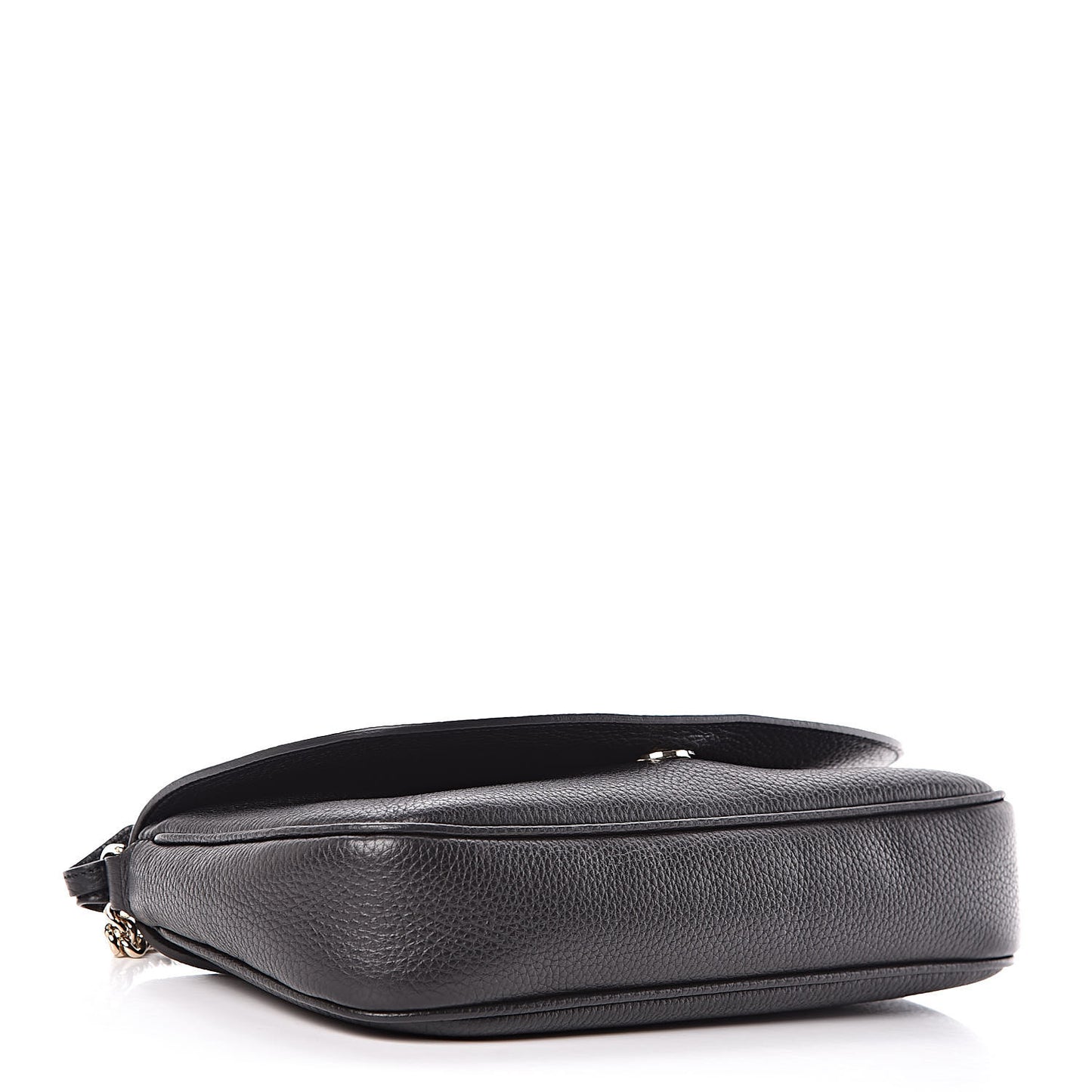 Pebbled Calfskin Medium Soho Flap Crossbody Black