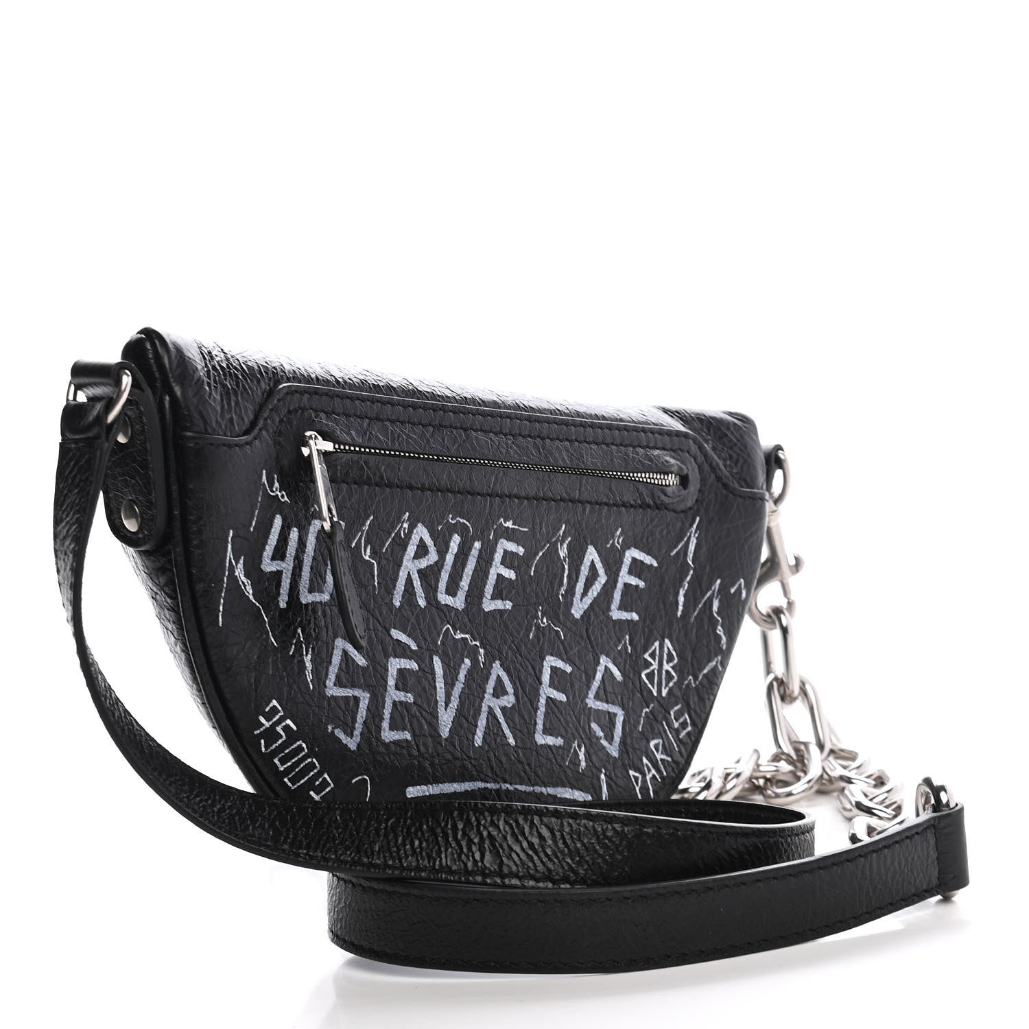 Balenciaga Agneau Arena Graffiti All Over XXS Souvenir Belt Bag Black White 2 of 8