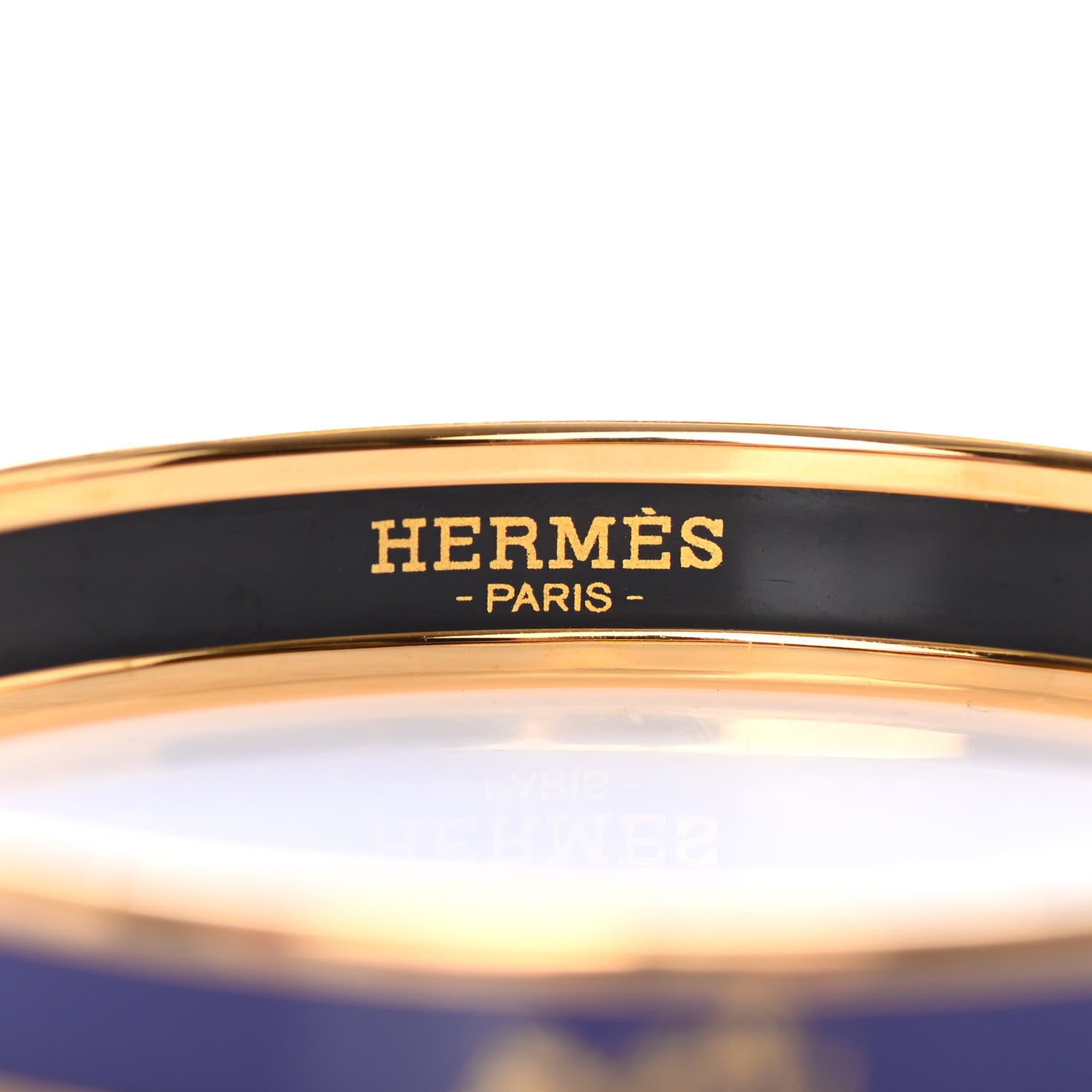 Hermes Enamel Printed Narrow Caleche Bracelet 65 Ultramarine 4 of 4