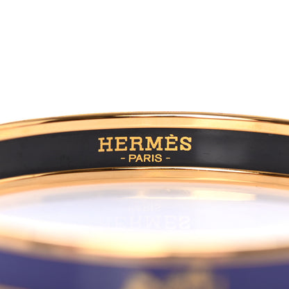 Hermes Enamel Printed Narrow Caleche Bracelet 65 Ultramarine 4 of 4
