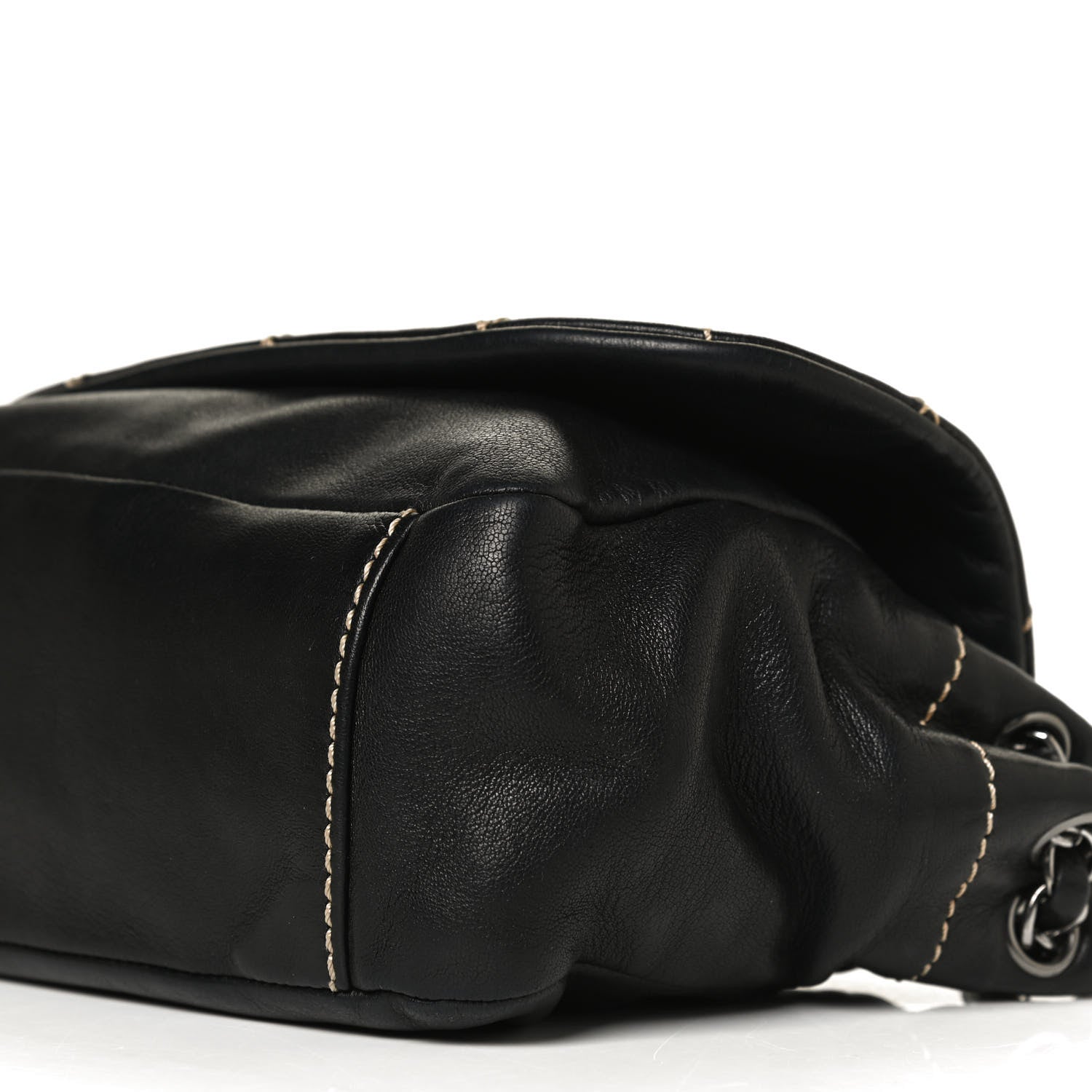 Chanel Lambskin Contrast Stitch Small Surpique Accordion Flap Black 10 of 13