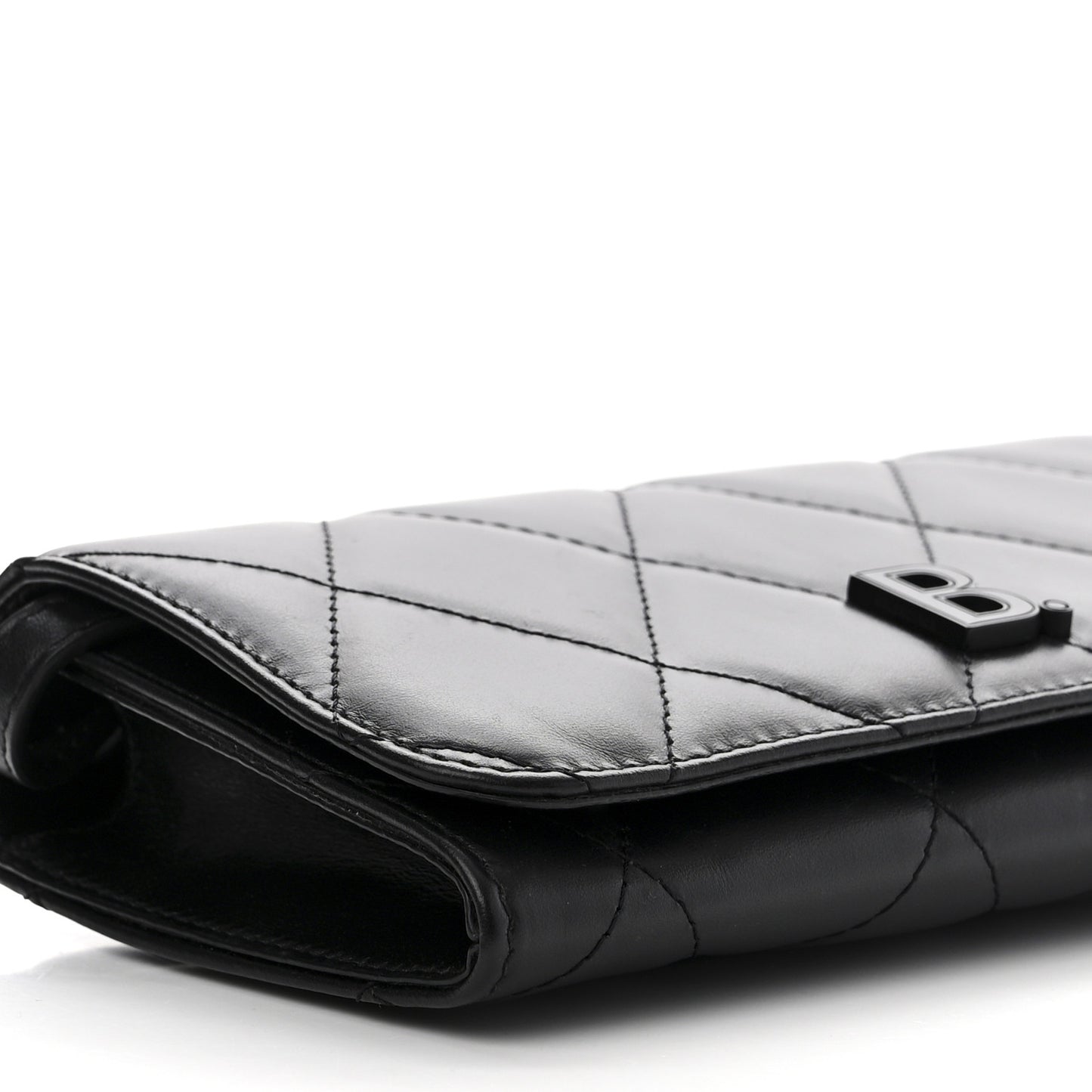 Nappa Calfskin Quilted Touch B Phone Holder With Strap Black