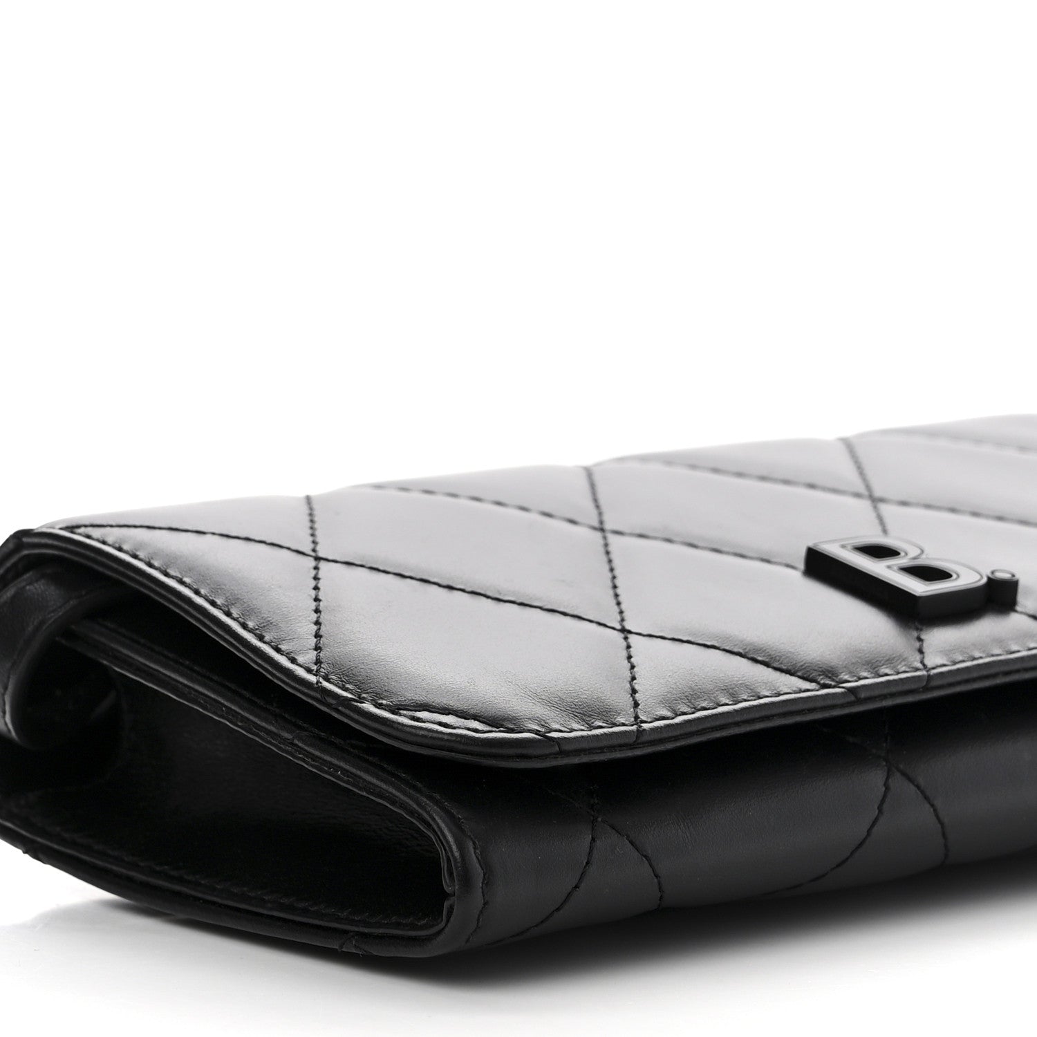 Balenciaga Nappa Calfskin Quilted Touch B Phone Holder With Strap Black 8 of 10