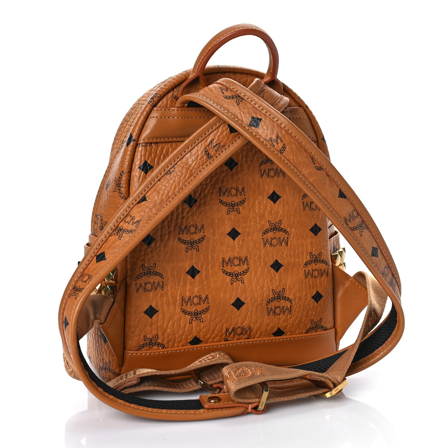 MCM Visetos Side Stud Mini Stark Backpack Cognac 3 of 10