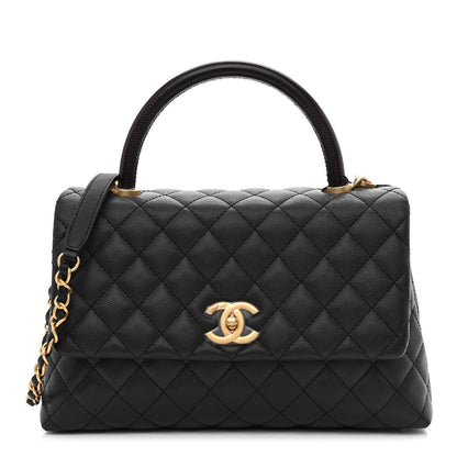 Chanel Caviar Lizard Embossed Quilted Small Coco Handle Flap Black 1 of 10