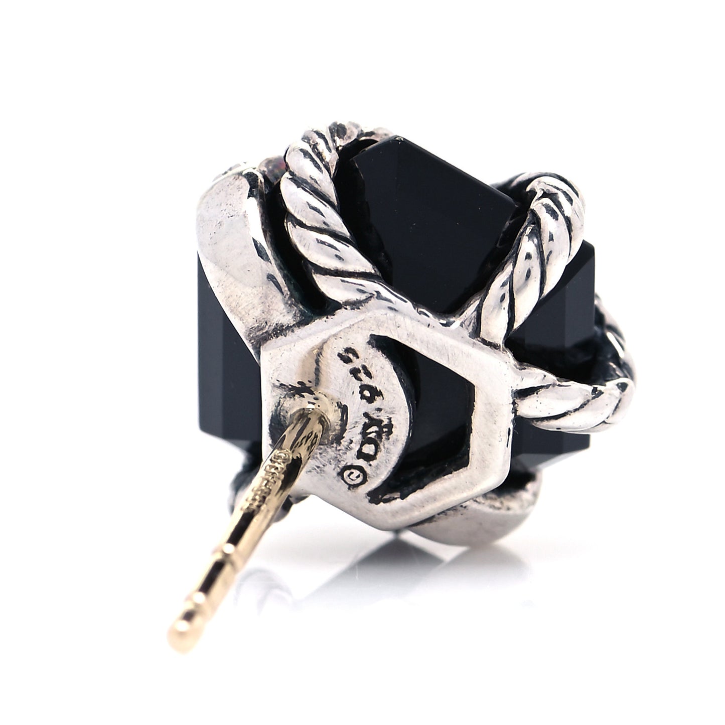 Sterling Silver Diamond Black Onyx 11mm Cable Wrap Earrings