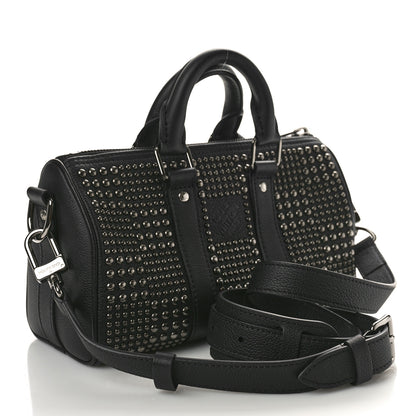 Louis Vuitton Calfskin Studded Keepall Bandouliere 25 Black 3 of 8