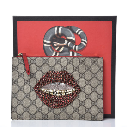 Gucci GG Supreme Monogram Merveilles Lips Zip Pouch Hibiscus Red 9 of 9