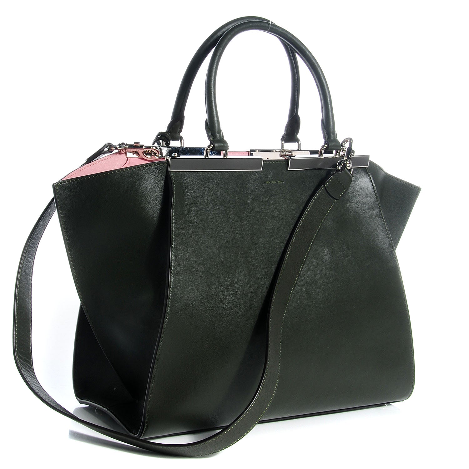 Fendi Vitello Dolce Marmol Shiny Nappa Petite 3Jours Tote Verde Prato 5 of 25