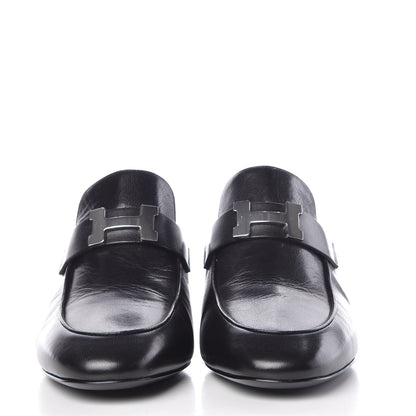 Hermes Goatskin Paradis Mules 38.5 Black 2 of 9