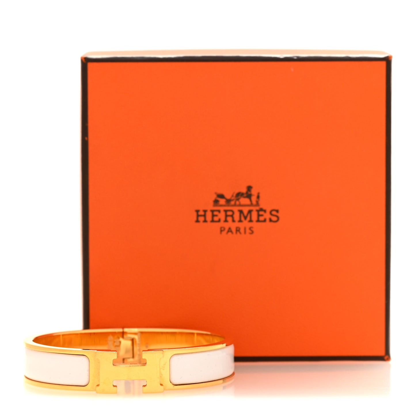 Enamel Narrow Clic Clac H Bracelet PM White
