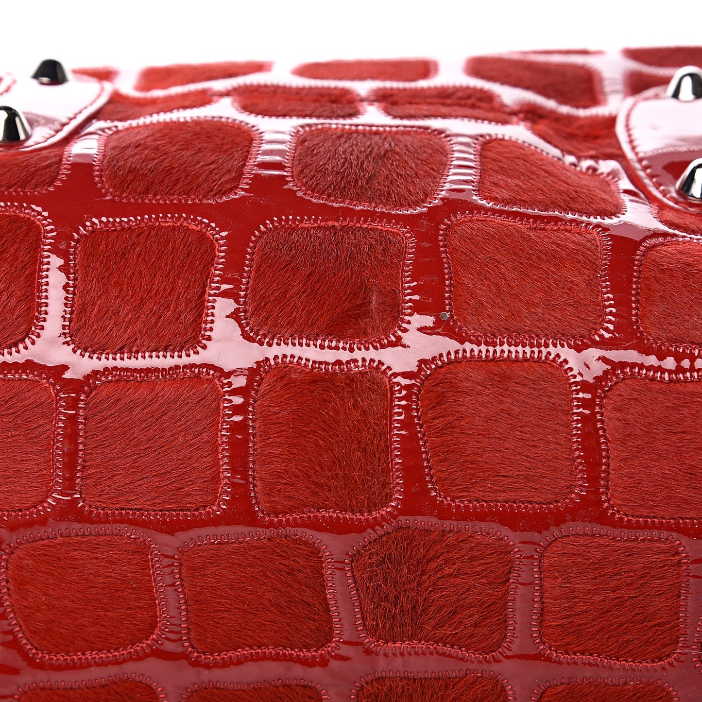 Pony Hair Patent 61 Tote Red