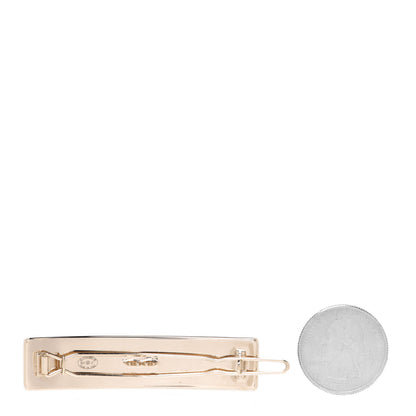 Chanel Metal Crystal Logo Hair Clip Gold 2 of 5