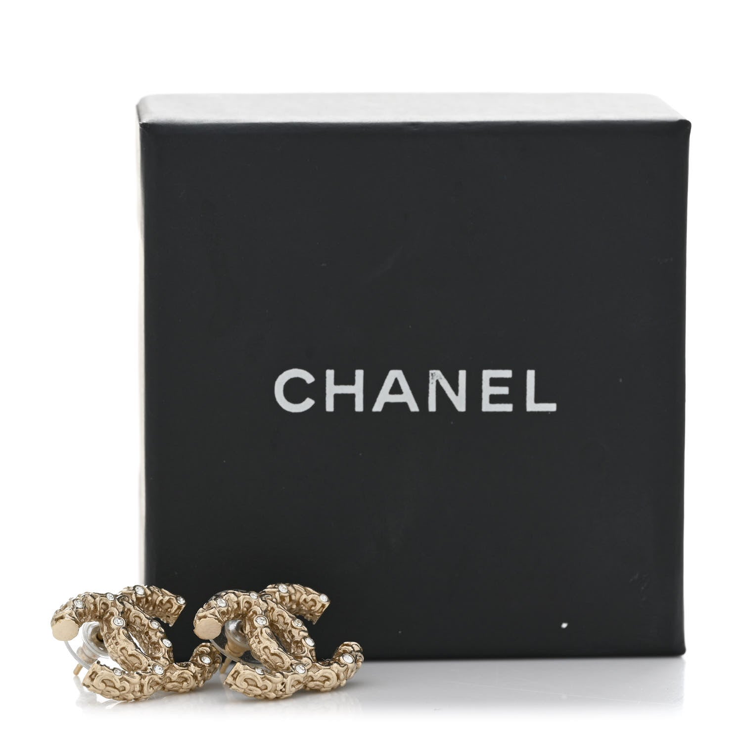 Chanel Crystal CC Earrings Light Gold 5 of 5