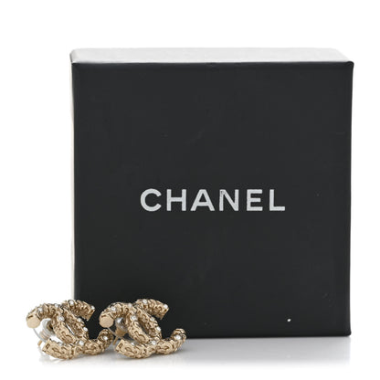 Chanel Crystal CC Earrings Light Gold 5 of 5