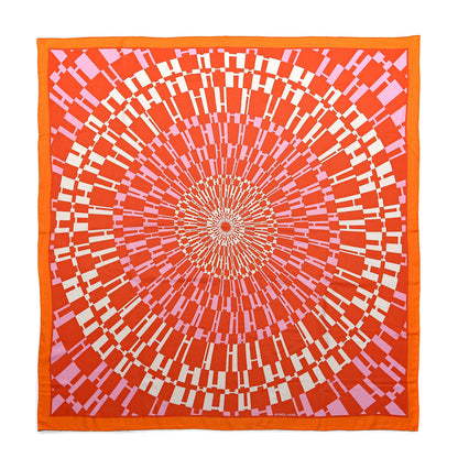 Hermes Cashmere Silk Op'H Shawl 140 Orange Rose Blanc 1 of 5