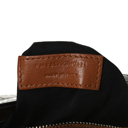 Saint Laurent Calfskin Crocodile Embossed Le 5 A 7 Hobo Black 7 of 10
