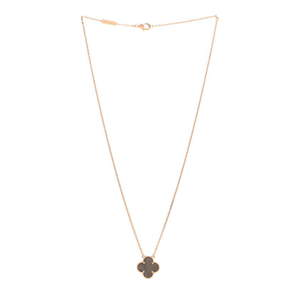 Van Cleef & Arpels 18K Rose Gold Gray Mother of Pearl Vintage Alhambra Pendant Necklace 3 of 6