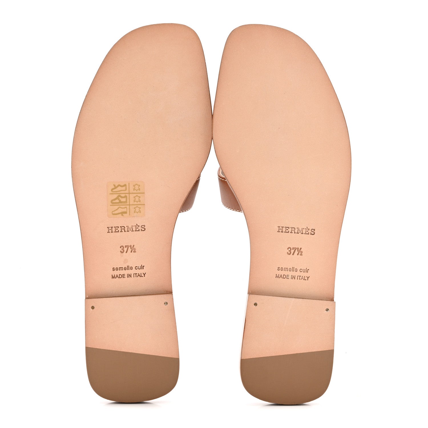 Hermes Box Calfskin Oran Sandals 37.5 Gold 6 of 11