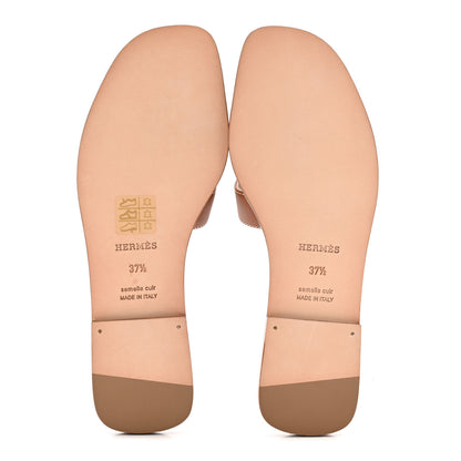 Hermes Box Calfskin Oran Sandals 37.5 Gold 6 of 11