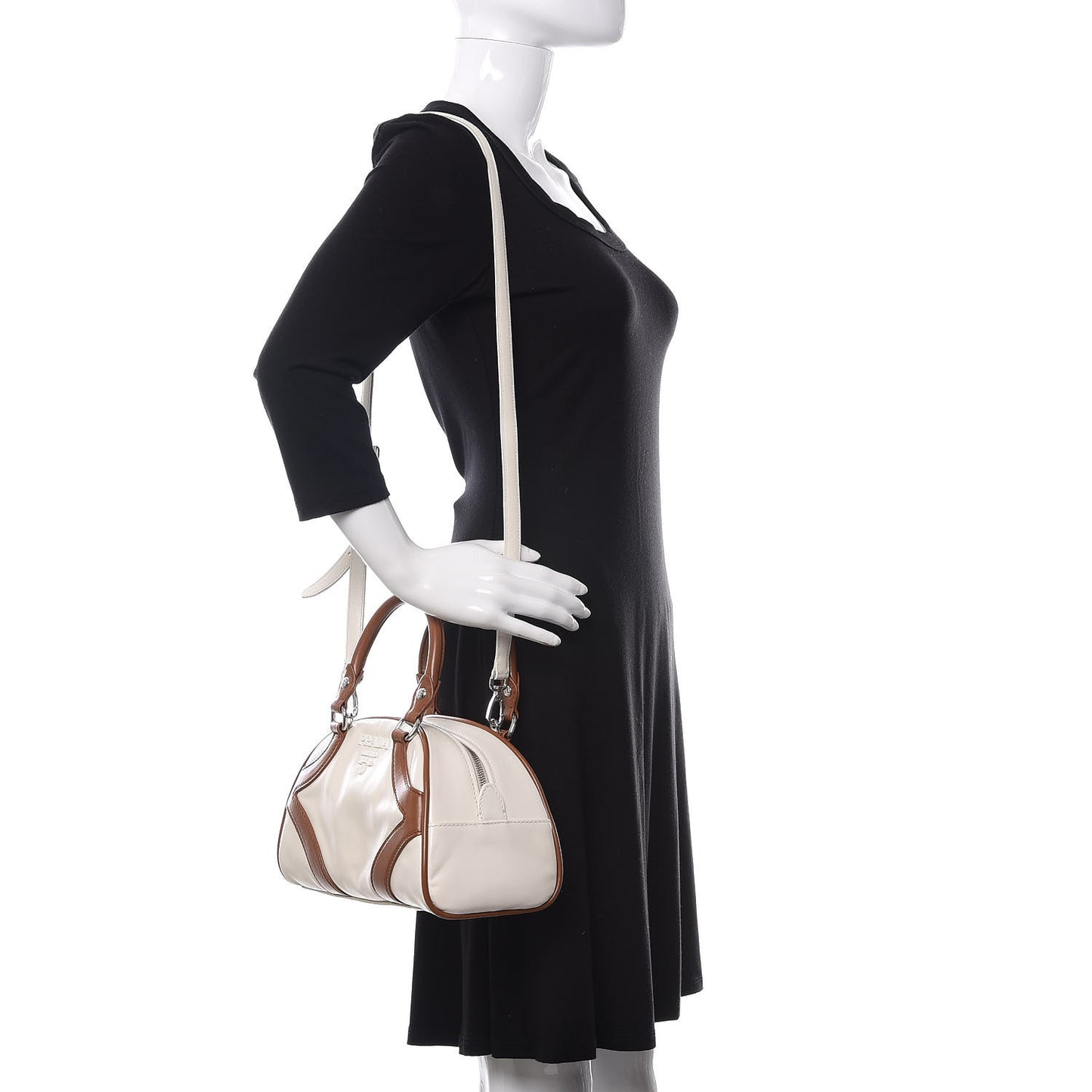 Soft Calfskin Bowling Bag Bianco Cognac