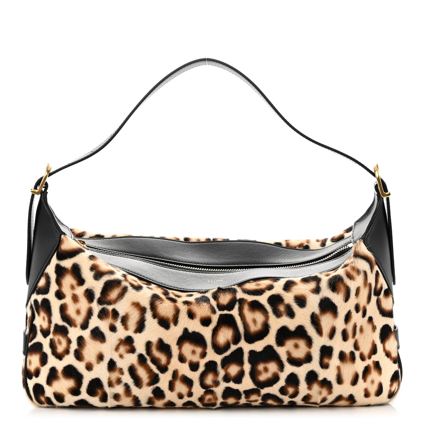 Celine Furry Goatskin Leopard Medium Romy Shoulder Bag Natural Black 1 of 9