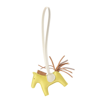 Hermes Milo Lambskin Grigri Rodeo Horse Bag Charm PM Lime Sesame Craie 1 of 3
