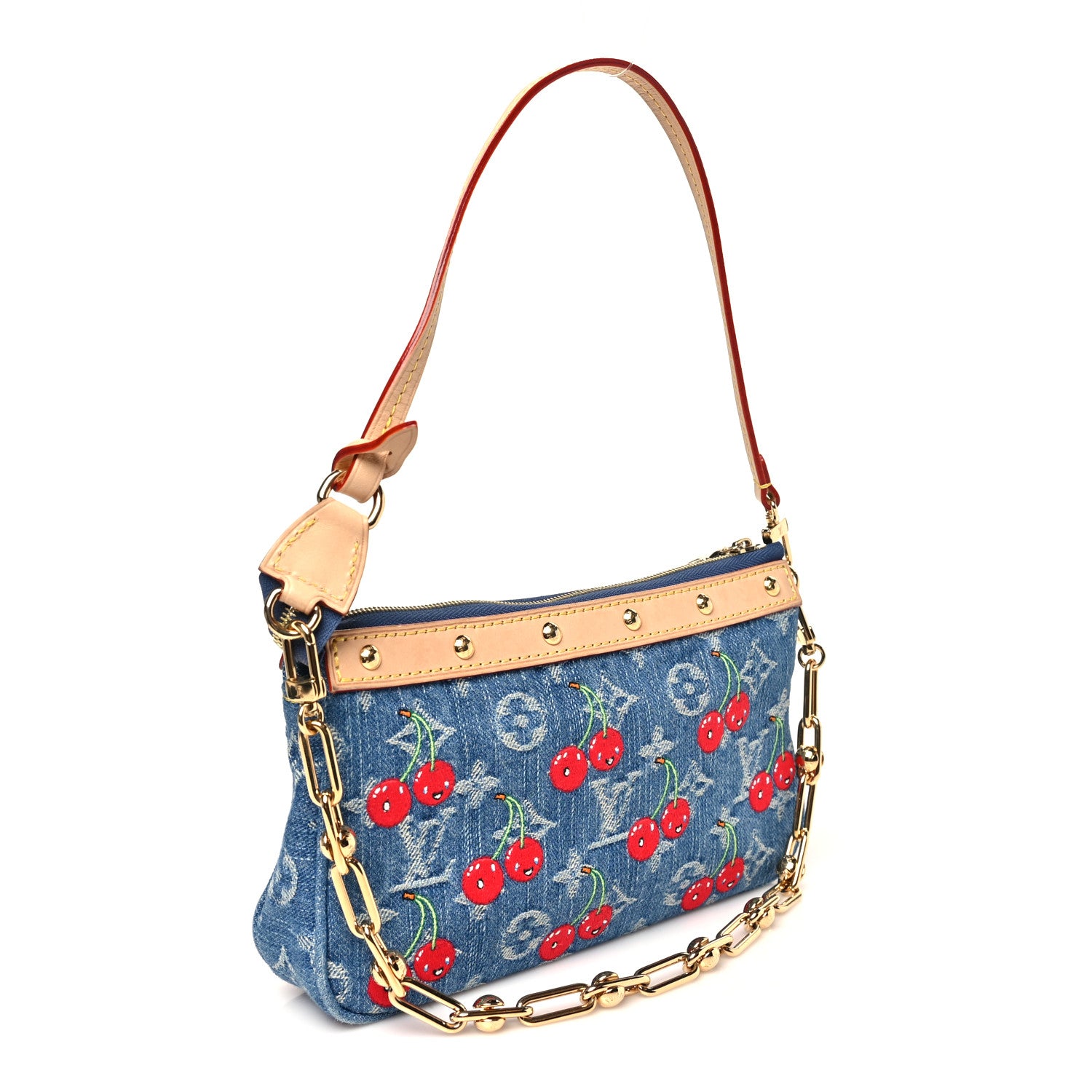 Louis Vuitton LV X TM Monogram Denim Cerises Pochette Accessories Blue 3 of 9