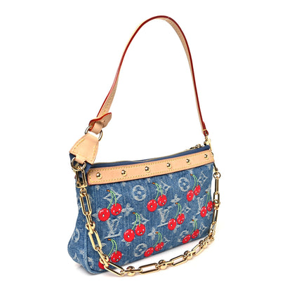 Louis Vuitton LV X TM Monogram Denim Cerises Pochette Accessories Blue 3 of 9