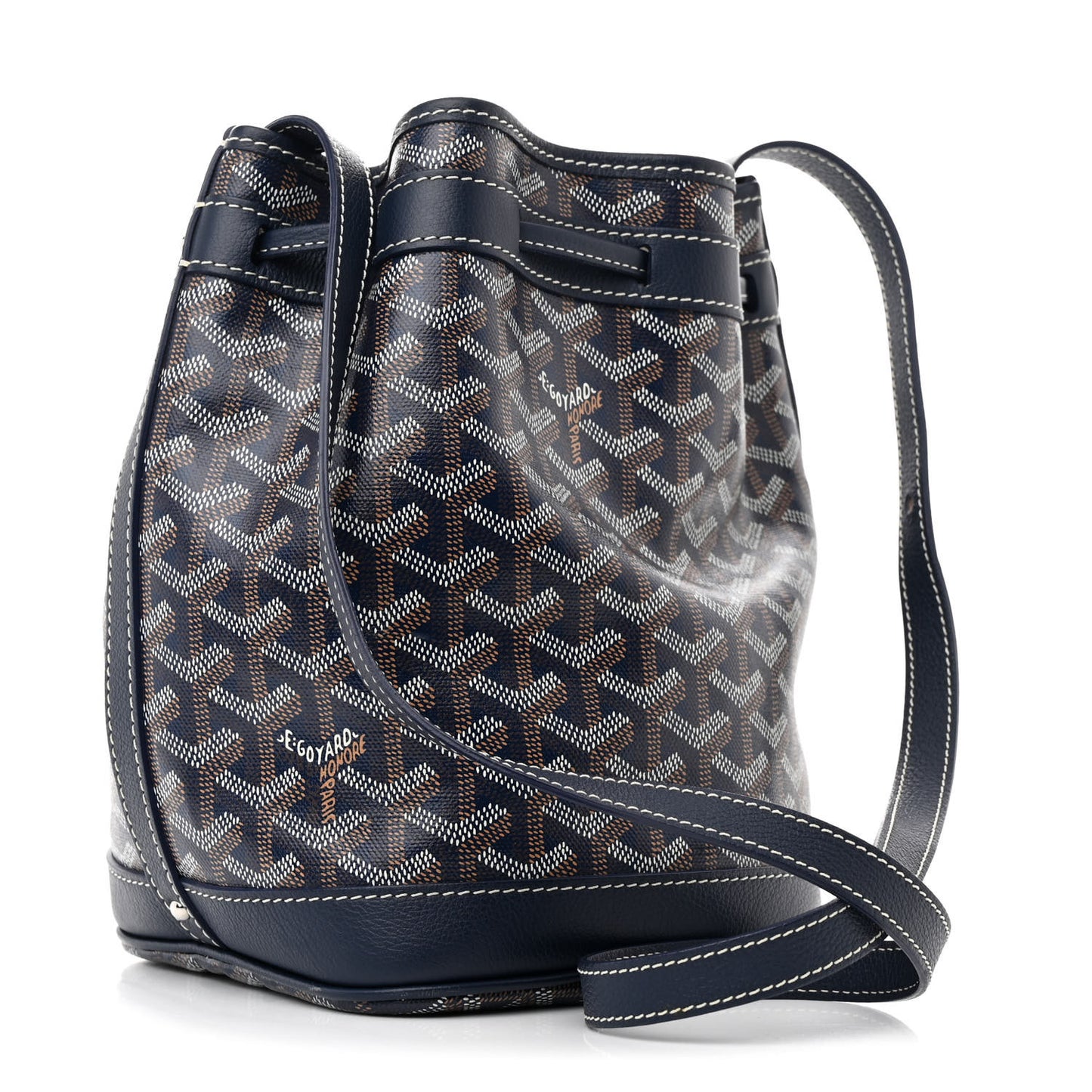 Goyardine Petit Flot Bucket Bag PM Navy