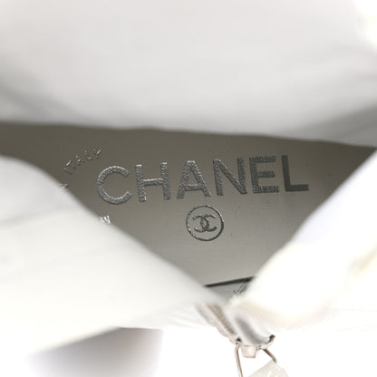 Chanel Distressed Patent Cap Toe CC Turnlock Ankle Boots 40.5 White Black 6 of 11