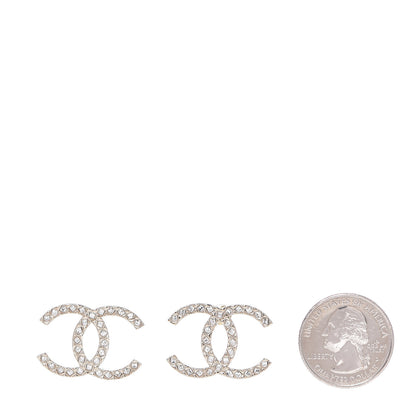 Chanel Crystal CC Large Stud Earrings Gold 2 of 4