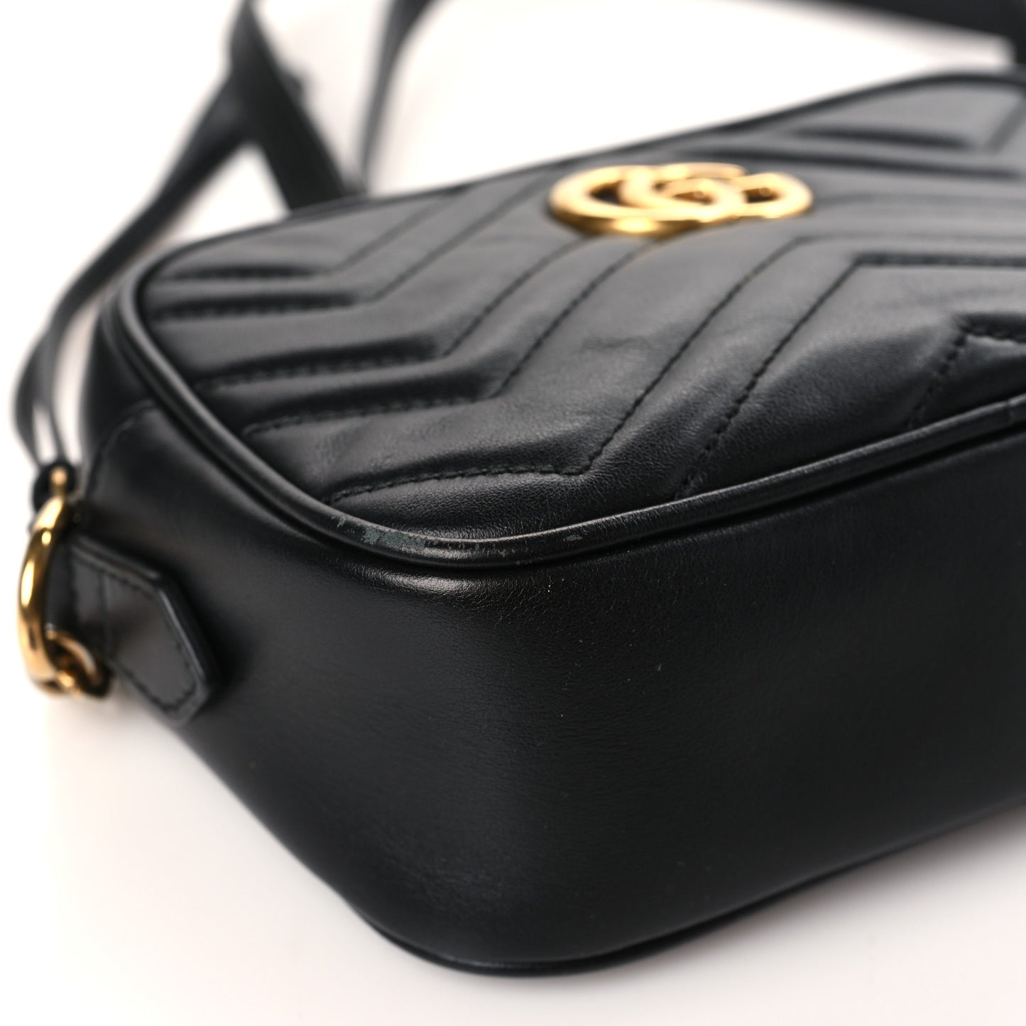 Calfskin Matelasse Mini GG Marmont Chain Shoulder Bag Black