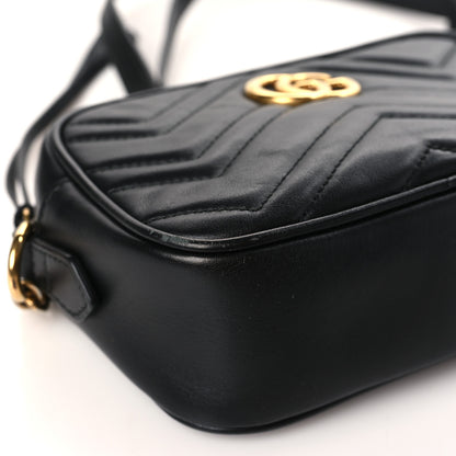 Gucci Calfskin Matelasse Mini GG Marmont Chain Shoulder Bag Black 8 of 9