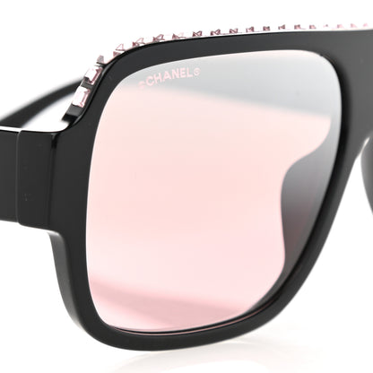 Chanel Acetate Crystal CC Shield Sunglasses 71431A Black 6 of 7