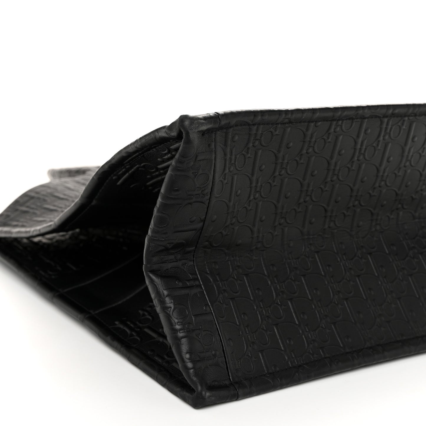 Oblique Calfskin Embossed Large Book Tote Black