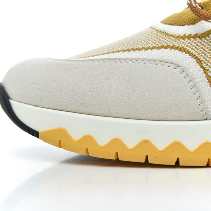 Hermes Knit Goatskin Womens Addict Sneakers 37 Ocre 10 of 13