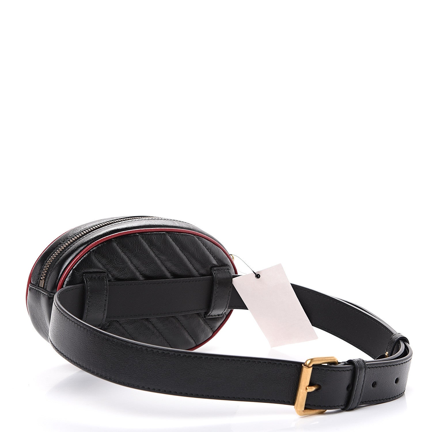 Gucci Azalea Calfskin Matelasse Diagonal Torchon GG Marmont Belt Bag 85 34 Black Romantic Cerise 2 of 11