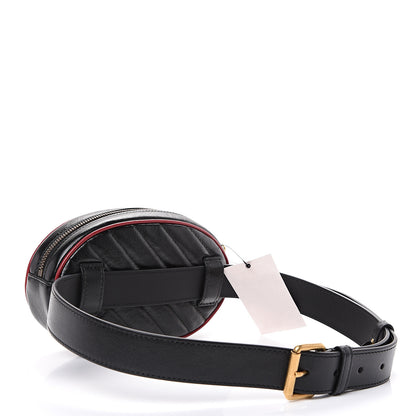 Gucci Azalea Calfskin Matelasse Diagonal Torchon GG Marmont Belt Bag 85 34 Black Romantic Cerise 2 of 11