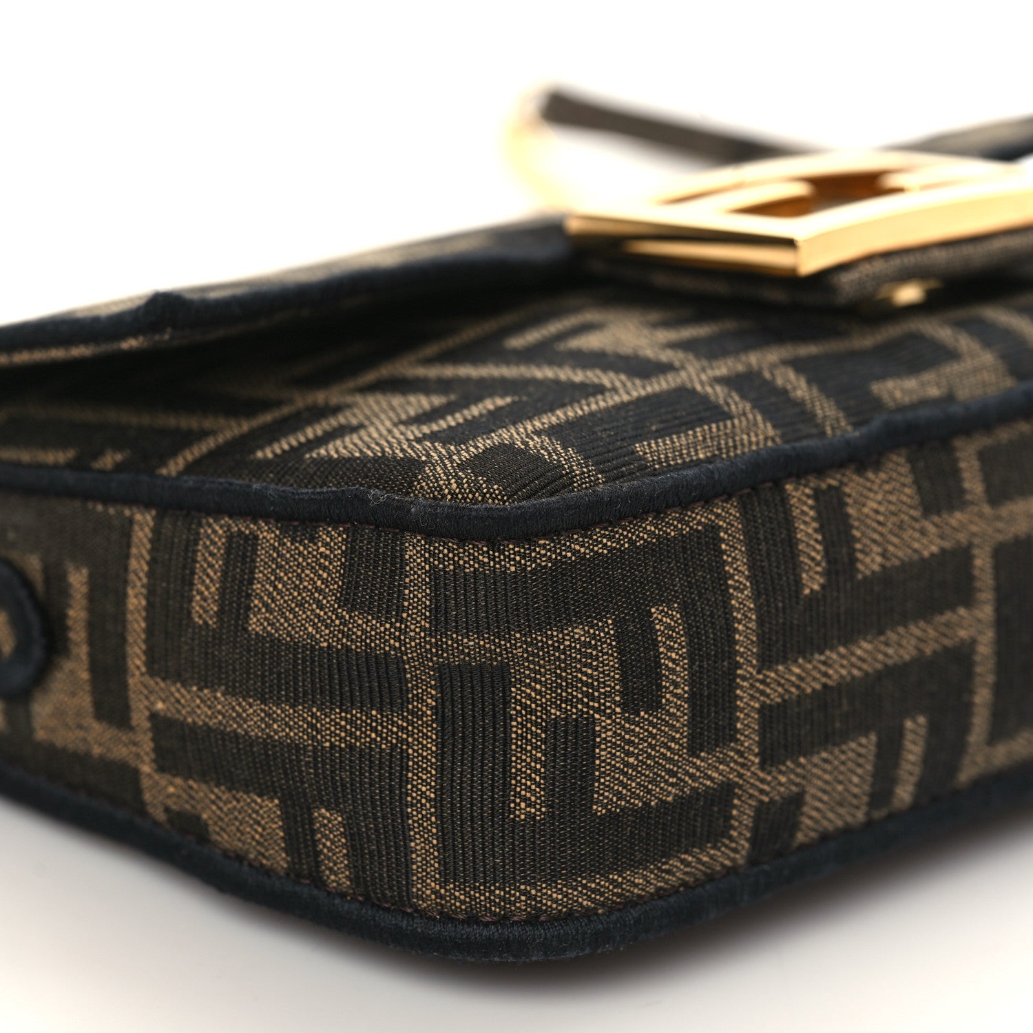Fendi Fabric Jacquard FF 1974 Mini Baguette Tobacco Moro Black 7 of 8