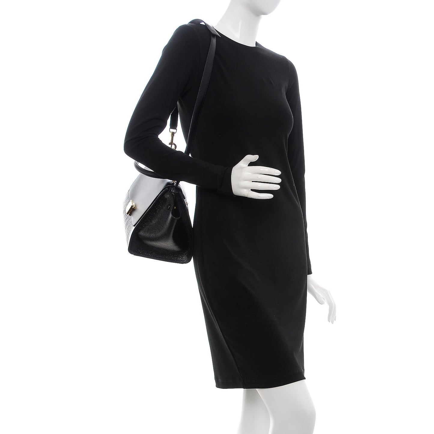 Shiny Goatskin Small Trapeze Black