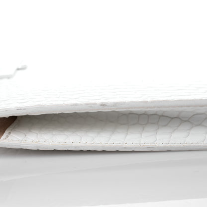 Alexander McQueen Calfskin Crocodile Embossed Knuckle Flat Clutch White 10 of 10