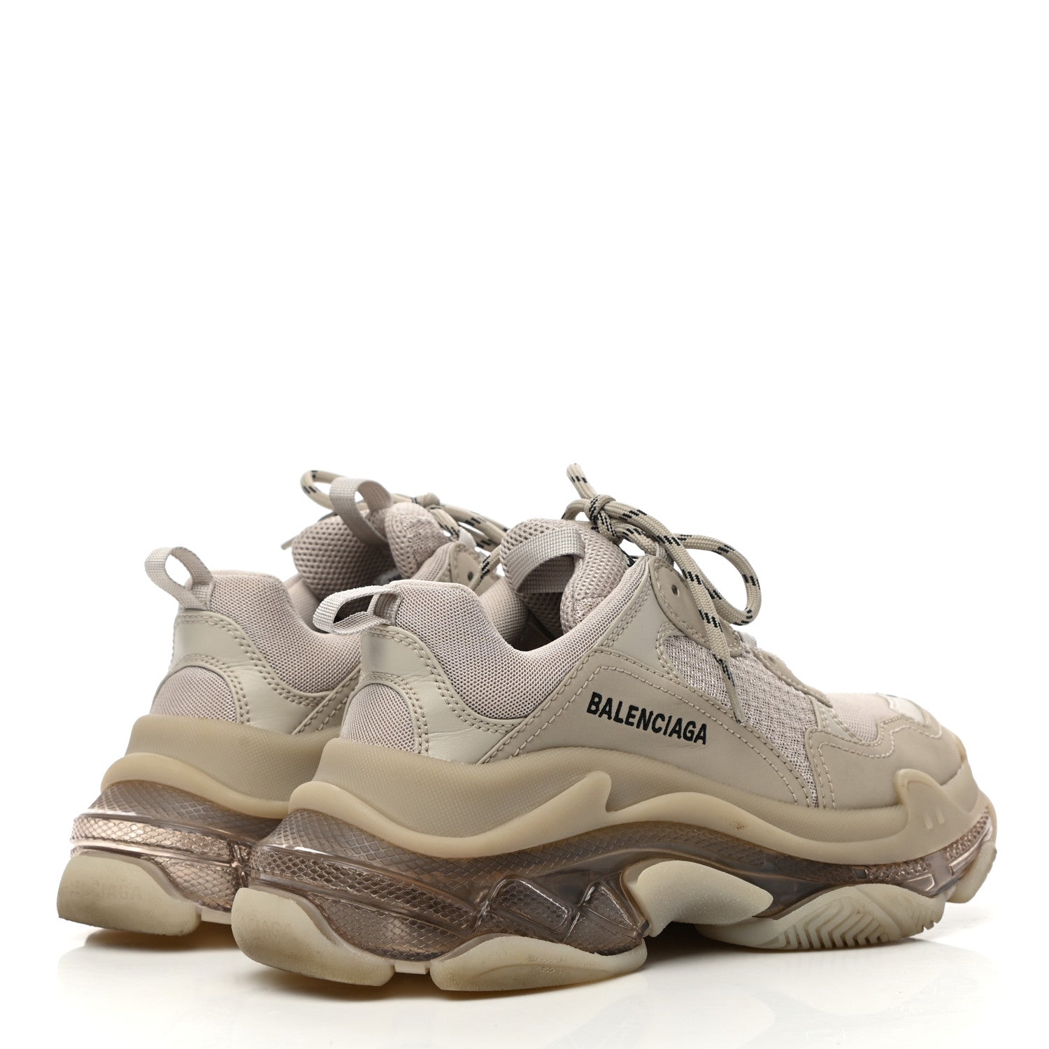 Balenciaga Fabric Mesh Clear Sole Womens Triple S Sneakers 39 Beige 5 of 12